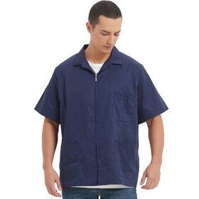 TOPTIE Men's Zip Front Smock Short-Sleeve Zippered Work Shirt Utility Jacket