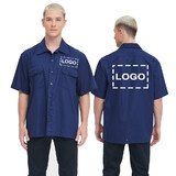 TOPTIE Add Your Logo Men's Short-Sleeve Work Shirt Industrial Poplin Work Shirt, Heat Transfer Logo