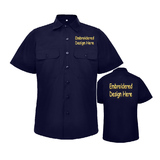 TOPTIE Men's Add Your Text Embroidered Short-Sleeve Work Shirt Industrial Poplin Work Shirt