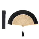 TOPTIE Khaki Bamboo Silk Folding Fan Hand Fan, Chinese Silk Fabric Handheld Fan for Wedding, Halloween Decoration, Women Ladys Best Gifts