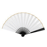 TOPTIE Large White Silk Folding fan, Chinese Bamboo Hand Fan, Vintage Fabric Fans for Men and Women, Performance Dance, Halloween Decorations, Cosplay