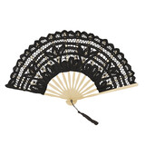 TOPTIE Lace Fan, Bamboo Lace Folding Fan, Elegant Cotton Fabric Hand Fans for Women with Bamboo Staves and Silk Tassels, Perfect for Wedding, Party, Halloween Decoration