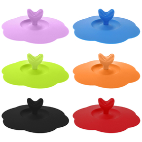 Aspire Colorful Heart Silicone Drink Cup Lids, Airtight Seal Cup Cover Silicone
