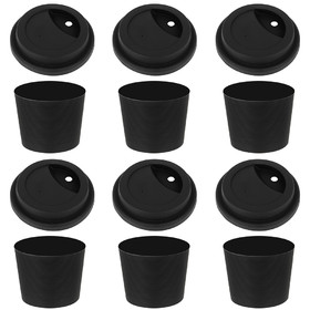 TOPTIE 6 Sets Silicone Cup Lids and Cup Sleeves, Lid with Round Opening Down for Straw