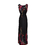 TOPTIE Red Floral Print Maxi Dress, Cocktail Party Sleeveless Dress for Women, Black Bridesmaid Dress