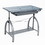 Studio Designs 10060 Avanta Metal and Glass Height Adjustable Drafting Desk in Silver/Blue Glass
