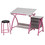 Studio Designs 13319 2 Piece Comet Craft Center Adjustable Top Table with Storage and Stool in Pink / Spatter Grey