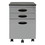 Studio Designs 51102BOX 3 Drawer Metal Mobile File Cabinet with Locking Drawers in Silver