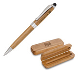 Custom Eco-Friendly Bamboo Pen Set (Silver Trim Pen)