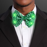 Blank Sequin Green Bow Tie With White Leds