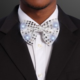 Blank Sequin Silver Bow Tie With White Leds