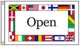 Custom International Open 5' X 8' Knit Poly Flag with Heading and Grommets