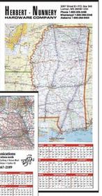 Custom Large State Maps-Year-In-View&#174 Calendar-Mississippi, 20 1/2" W x 38" H