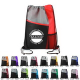 Custom Tri Colored Double Pocket Drawstring Sports Bag, 13