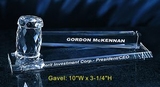 Custom Gavel with base optical crystal award trophy., 10