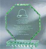 Custom Jade Glass Octagon Award w/ Pearl Edge (5 3/8