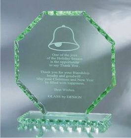 Custom Jade Glass Octagon Award w/ Pearl Edge (5 3/8")