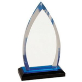 Custom 8 inch Oval Acrylic Award with Blue Accent ( sand blasted ), 3/4