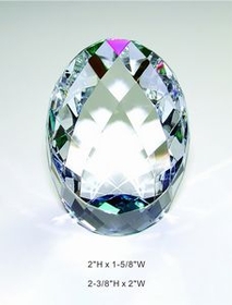 Custom Rainbow Faceted Egg Crystal Award Trophy., 2.375" L x 2" Diameter