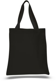 Blank Black Zippered Promotional Tote Bag, 15" W x 16" H