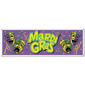 Custom Mardi Gras Sign Banner, 63" W x 21" L