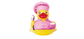 Blank AD-8107 Rubber Ms. Chef Duck,3"L x 3 1/4" W x 3 3/8"H