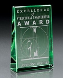 Custom Emerald Wedge Crystal Award, 3 1/2