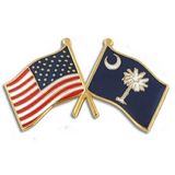 Blank South Carolina & Usa Crossed Flag Pin, 1 1/8
