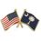 Blank South Carolina & Usa Crossed Flag Pin, 1 1/8" W, Price/piece