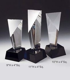 Custom Excellence Optical Crystal Award Trophy., 10" L x 4" Diameter
