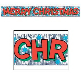 Custom Metallic Merry Christmas Fringe Banner, 8" L x 5' W