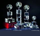 Custom Globe Tower Optical Crystal Award Trophy., 9.5