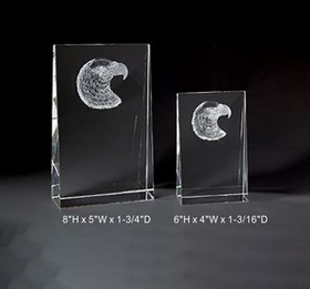 Custom Eagle Optical Crystal Award Trophy., 8" L x 5" W x 1.75" H