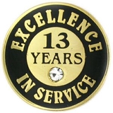 Blank Excellence In Service Pin - 13 Years, 3/4