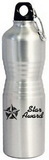 Custom 25 Oz. Aluminum Water Bottle with Carabiner, curve grip shape -Silver, blue