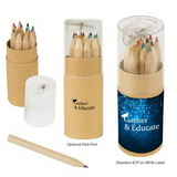 Custom 12-Piece Colored Pencil Set In Tube With Sharpener, 4 1/8
