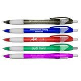 Custom Silhouette Translucent Retractable Ball Point Pen w/ Clear Rubber Grip
