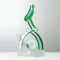 Custom Structural Sphere Art Glass Award, 4 1/2" W x 10" H