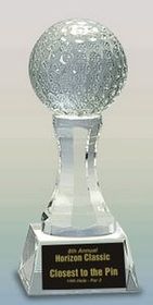 Custom Crystal Golf Ball on Pedestal Award (7 3/4")