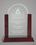 Custom 8" Premier Arched Glass Award with Mahogany Base, Price/piece