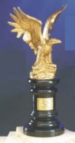 Custom Metal Cast Bronze Eagle Award w/ Marble Base (10")
