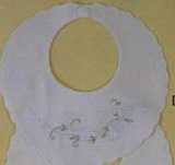 Baby Boutross Linen Embroidered Bib With Bow And Flower Stem
