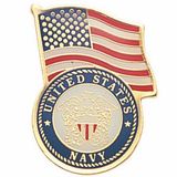 Blank Military Award Pins (U.S. Navy & American Flag), 1 1/8