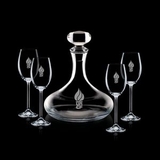 Custom 32 Oz. Crystalline Stratford Decanter W/ 4 Wine Glasses
