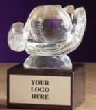 Custom Crystal Baseball on Hand Award (2 3/8