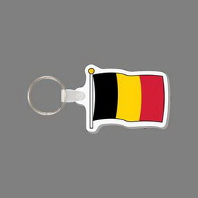 Key Ring & Full Color Punch Tag W/ Tab - Flag of Belgium