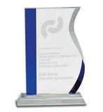 Custom Classic Blue/ Clear Wave Crystal Award (9 3/4