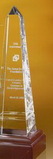 Custom Small Crystal Grooved Obelisk Award, 2 1/2