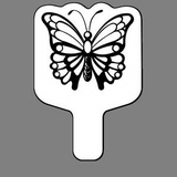Custom Hand Held Fan W/ Butterfly (Wings Open), 7 1/2