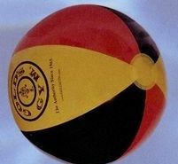 Custom Inflatable Beachballs / 16" - Black/ Yellow/ Red